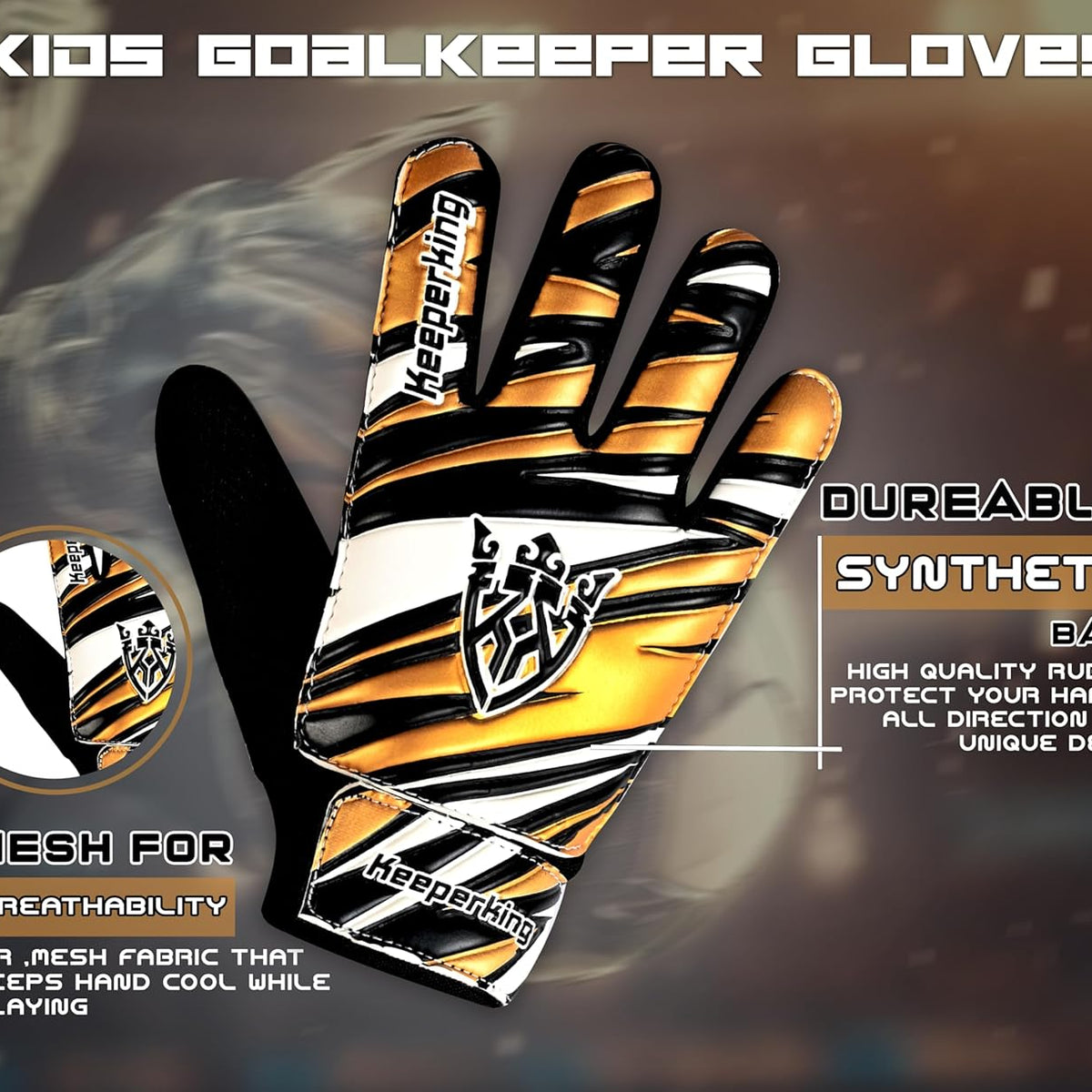 Claw Kinder-Torwarthandschuhe in Gold – Profi Torwart Handschuhe