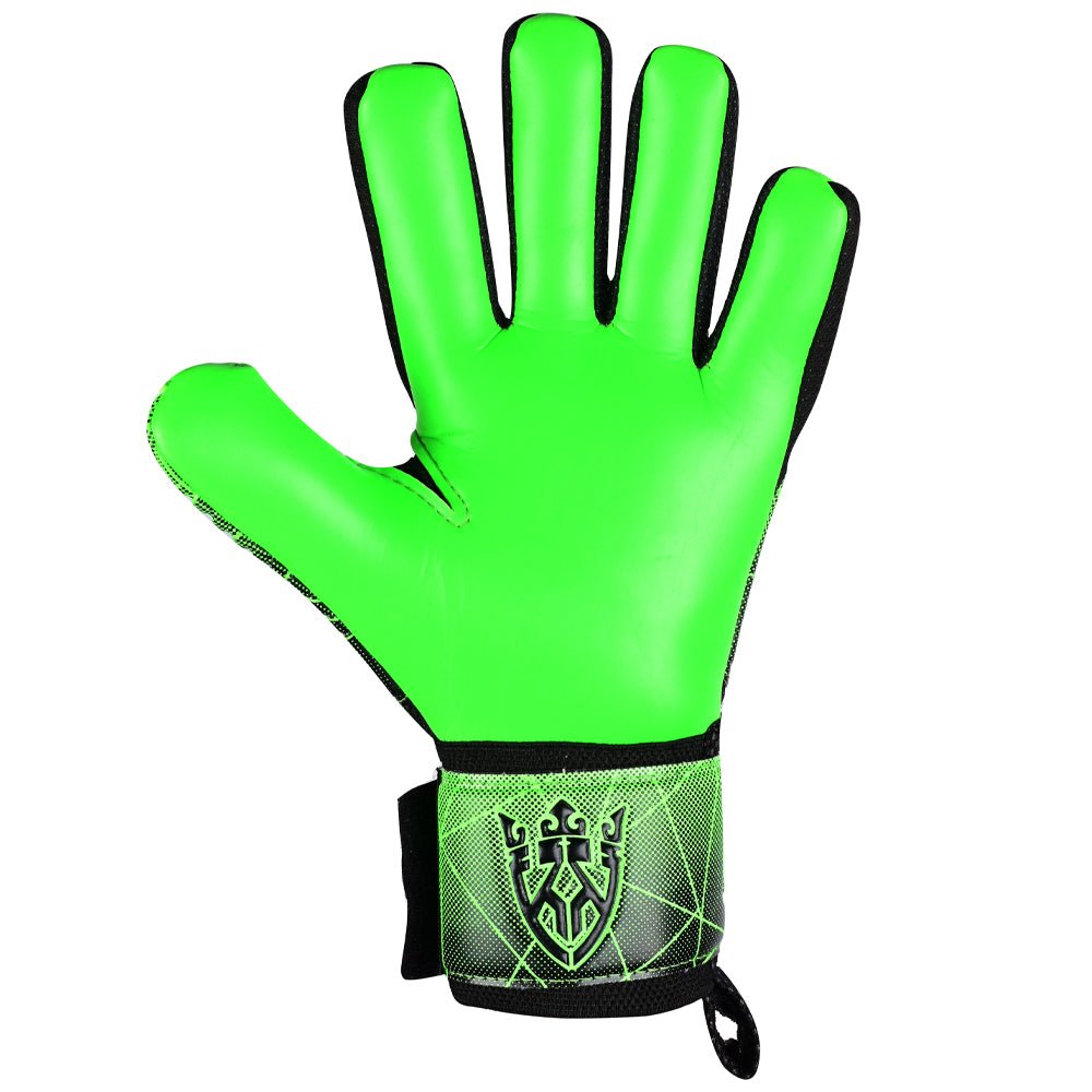 Alpha Schwarz/Grün – Kinder Torwarthandschuhe mit Fingersave | KEEPERKING - Keeperking