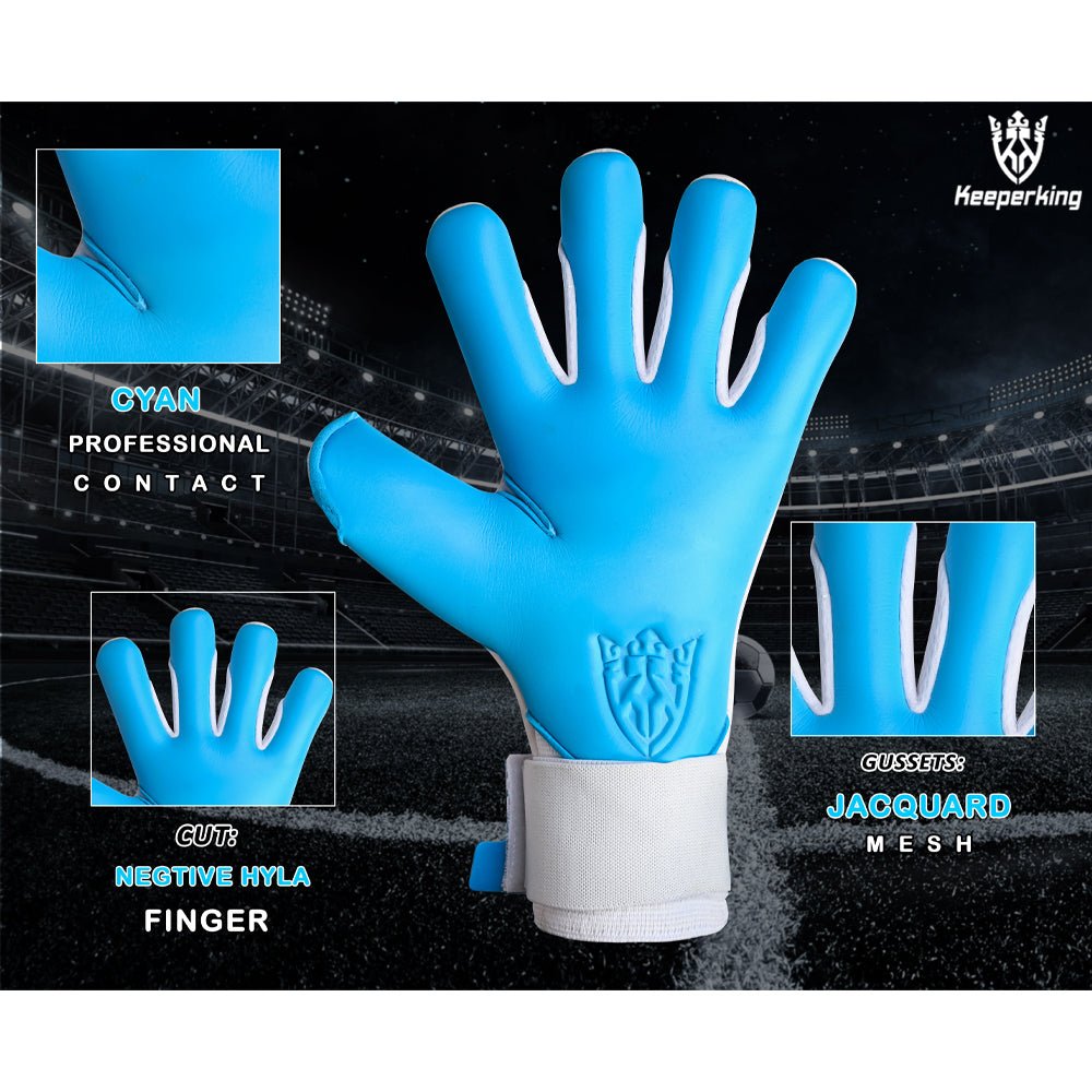 Gladiator Cyan Weiß Negative Cut Erwachsene Torwarthandschuhe - Keeperking