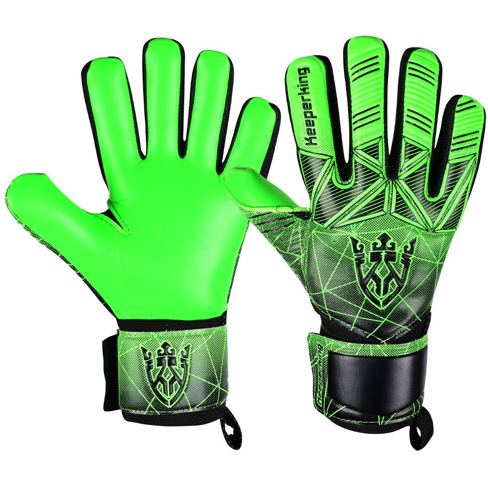 Alpha Schwarz/Grün – Kinder Torwarthandschuhe mit Fingersave | KEEPERKING - Keeperking