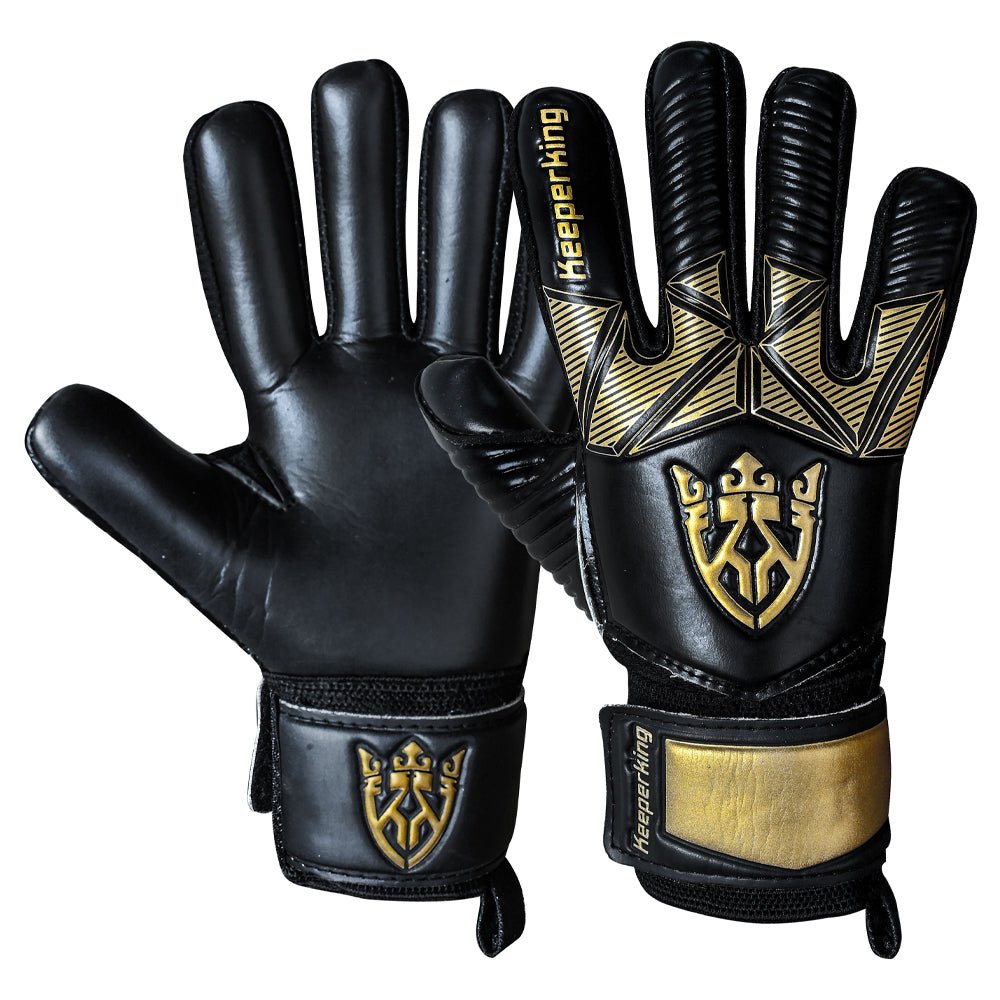 Alpha Schwarz/Golden – Kinder Torwarthandschuhe mit Fingersave von KEEPERKING - Keeperking