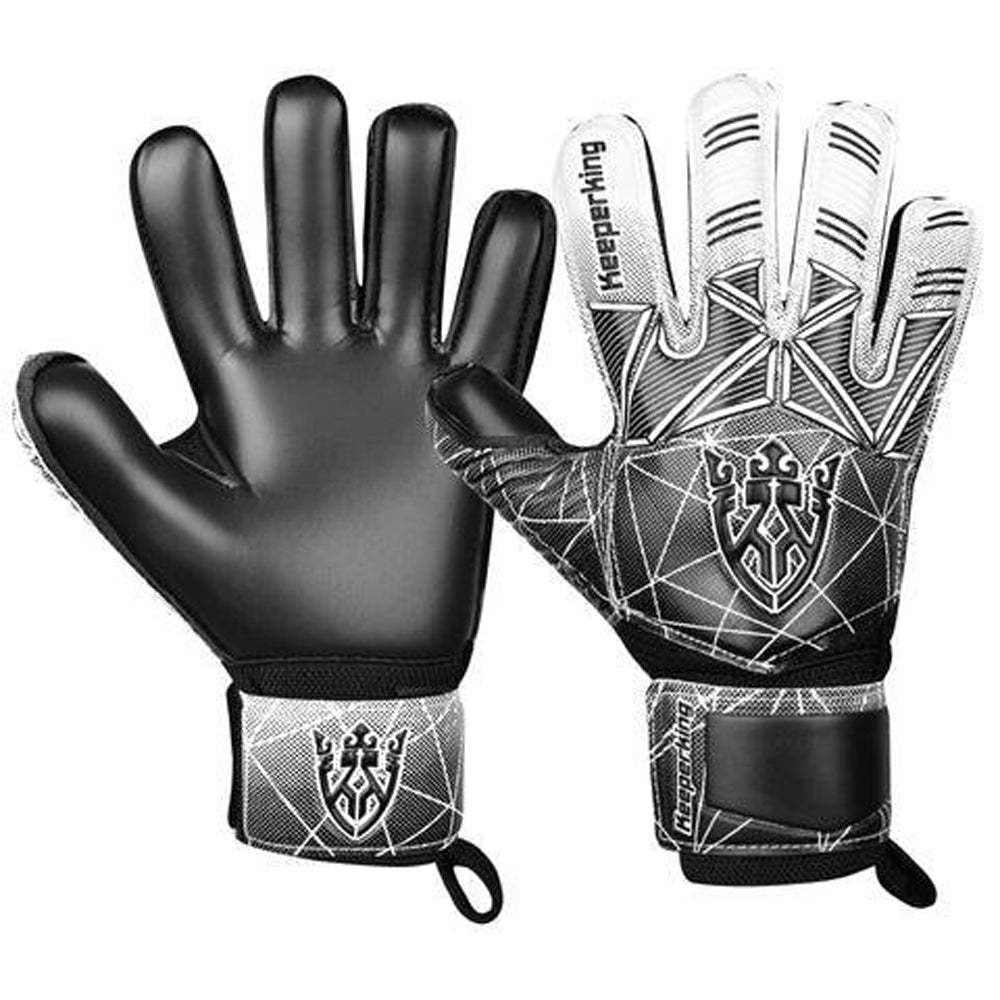 Schwarz/Weiß Alpha Torwarthandschuhe mit Fingersave | KEEPERKING - Keeperking