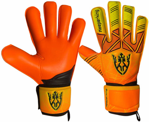 Orange Alpha goalkeeper gloves with fingersave