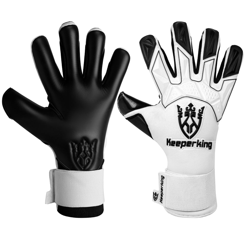 Gladiator Schwarz und Weiß Negative Cut Erwachsene Torwarthandschuhe - Keeperking