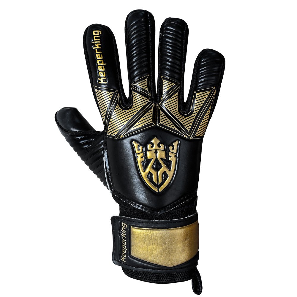 Alpha Schwarz/Golden – Kinder Torwarthandschuhe mit Fingersave von KEEPERKING - Keeperking