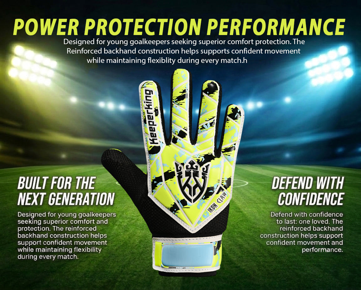 Iron Claw Gelb Kinder-Torwarthandschuhe