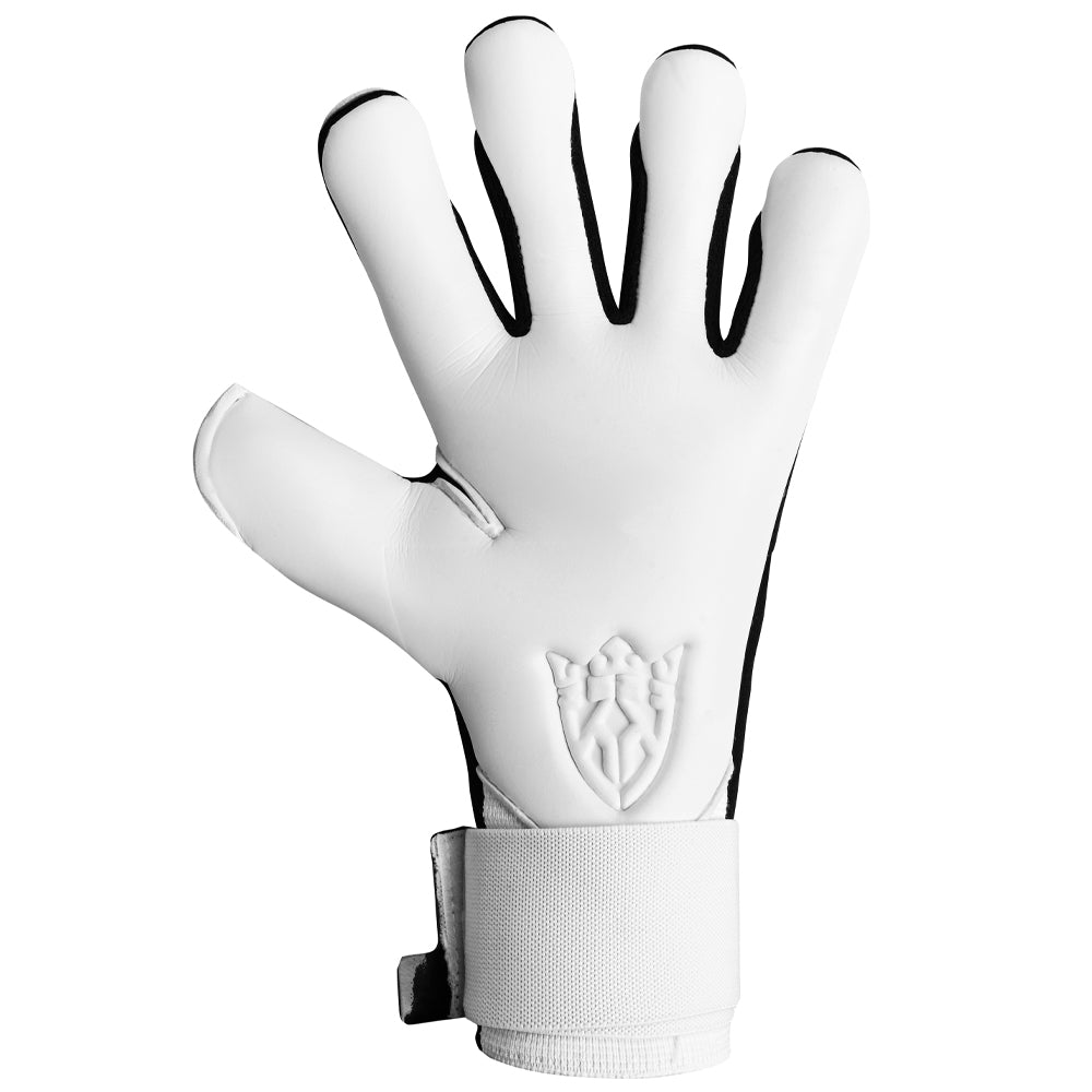 Gladiator Weiß und Schwarz Negative Cut Erwachsene Torwarthandschuhe - Keeperking