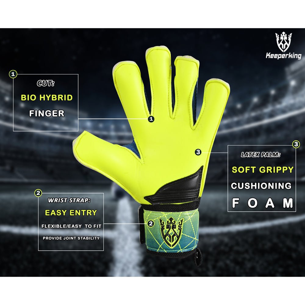 Alpha Schwarz/Gelb – Kinder Torwarthandschuhe mit Fingersave - Keeperking