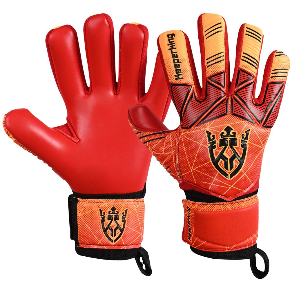 Rot Alpha Kinder Torwarthandschuhe mit Fingersave | KEEPERKING - Keeperking