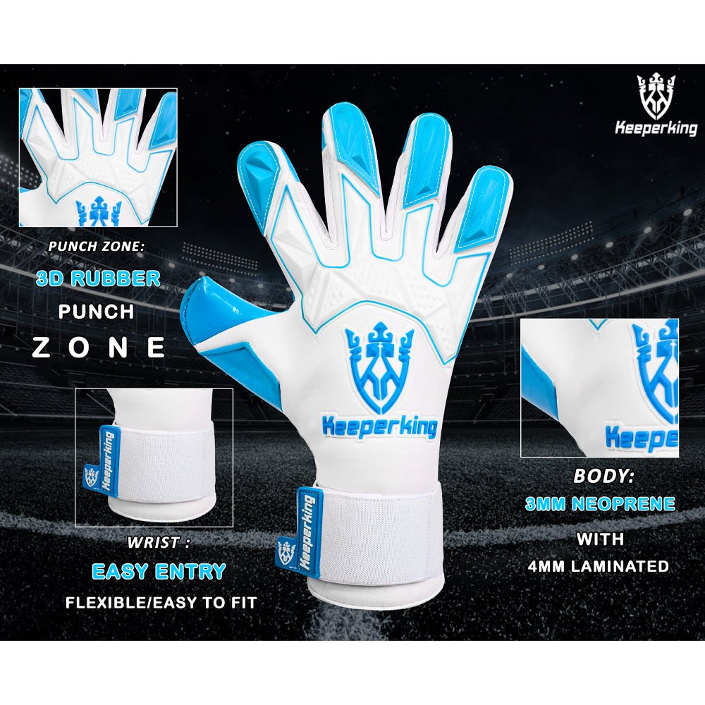 Gladiator Cyan Weiß Negative Cut Erwachsene Torwarthandschuhe - Keeperking