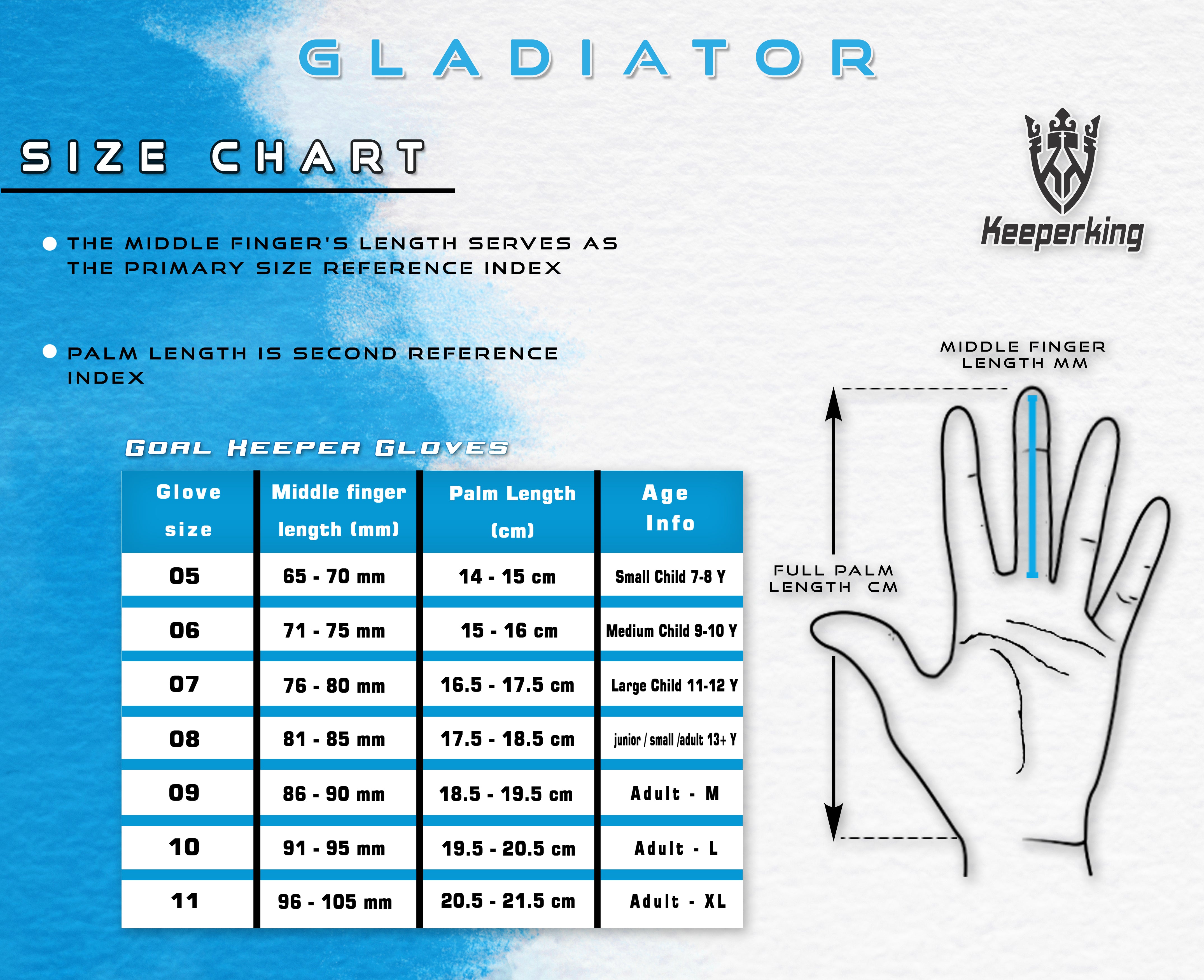 Gladiator Cyan Weiß Negative Cut Erwachsene Torwarthandschuhe - Keeperking