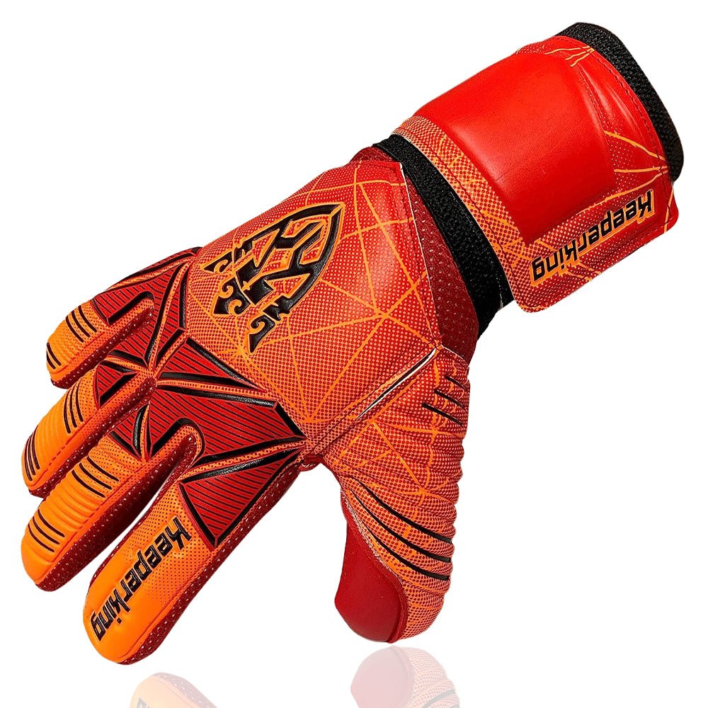Rot Alpha Kinder Torwarthandschuhe mit Fingersave | KEEPERKING - Keeperking