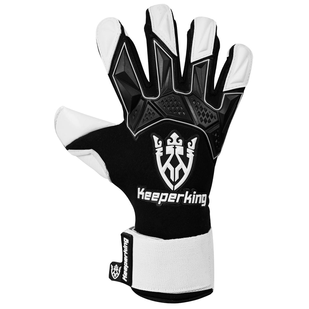Gladiator Weiß und Schwarz Negative Cut Erwachsene Torwarthandschuhe - Keeperking