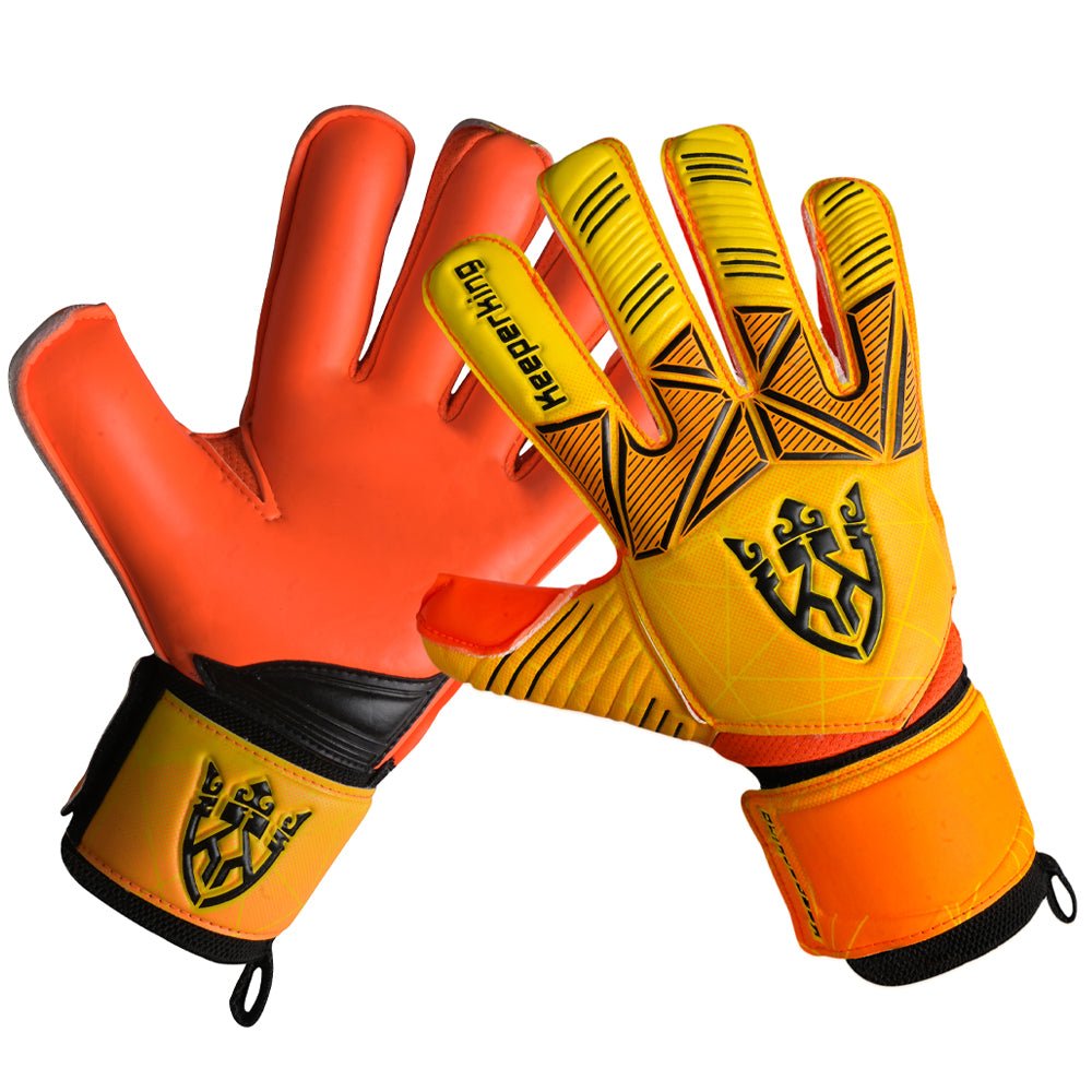 Orange Alpha Kinder Torwarthandschuhe mit Fingersave | KEEPERKING - Keeperking