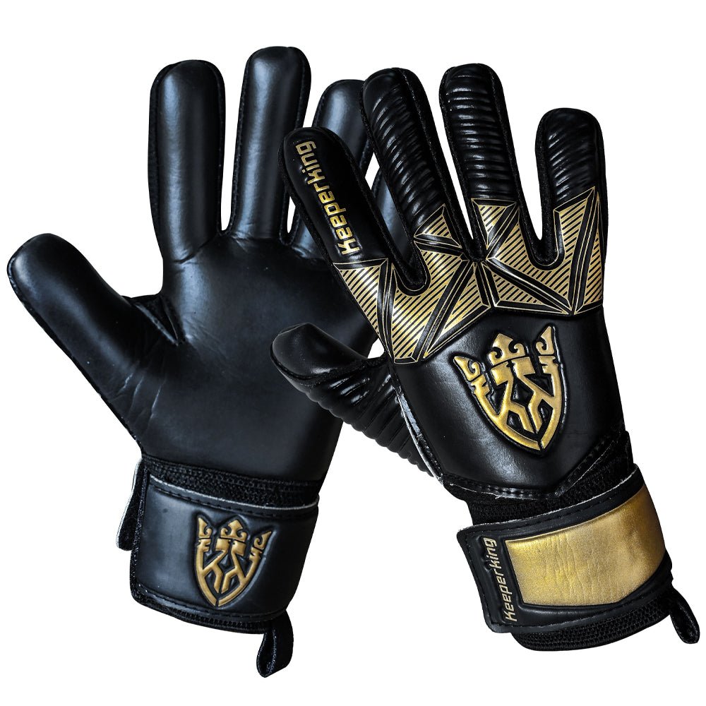 Alpha Schwarz/Golden – Kinder Torwarthandschuhe mit Fingersave von KEEPERKING - Keeperking