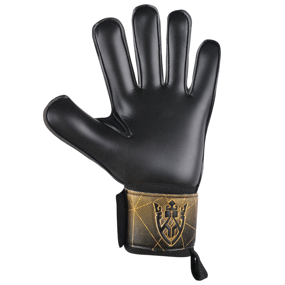 Alpha Schwarz/Gold Kinder Torwarthandschuhe mit Fingersave | KEEPERKING - Keeperking
