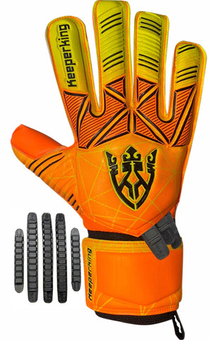 Orange Alpha goalkeeper gloves with fingersave