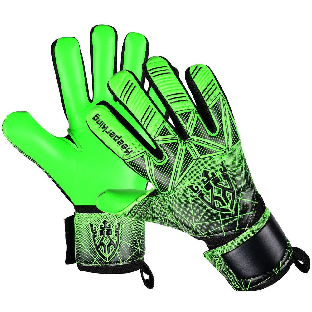 Alpha Schwarz/Grün – Kinder Torwarthandschuhe mit Fingersave | KEEPERKING - Keeperking