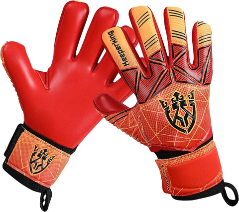 Red Alpha goalkeeper gloves with fingersave