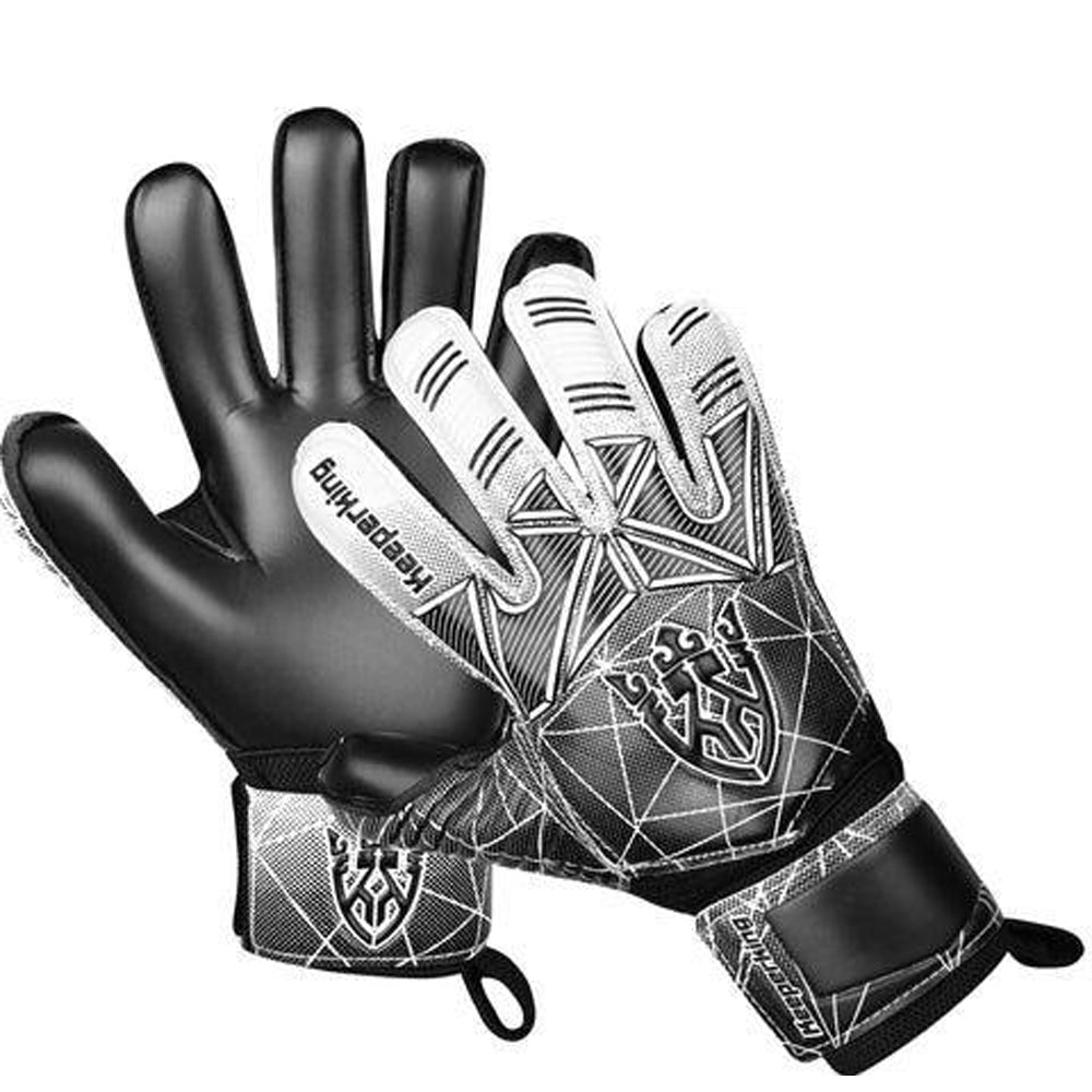 Schwarz/Weiß Alpha Torwarthandschuhe mit Fingersave | KEEPERKING - Keeperking