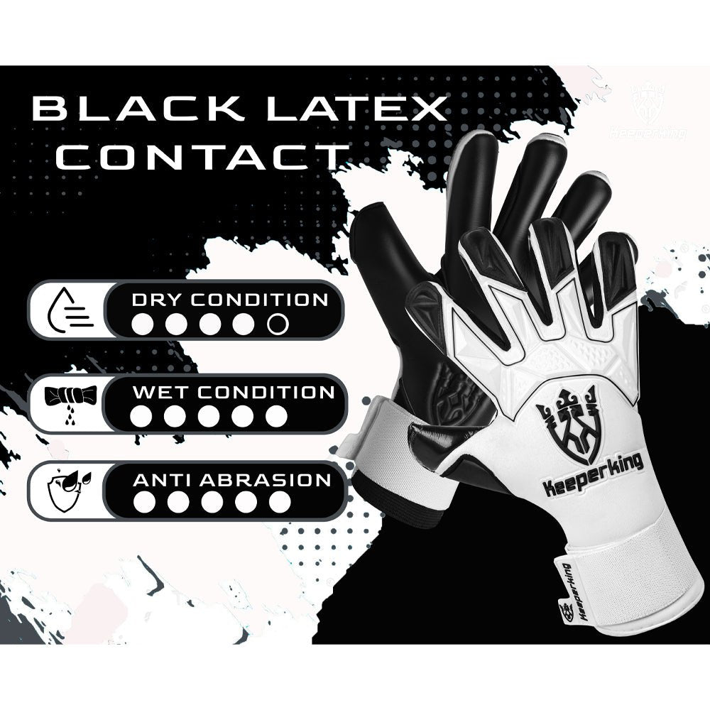 Gladiator Schwarz und Weiß Negative Cut Erwachsene Torwarthandschuhe - Keeperking