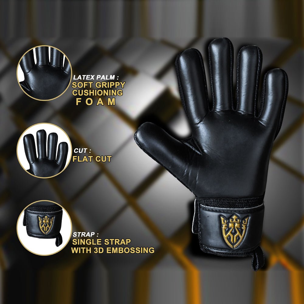 Alpha Schwarz/Golden – Kinder Torwarthandschuhe mit Fingersave von KEEPERKING - Keeperking