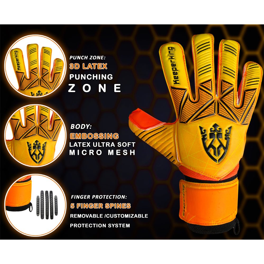 Orange Alpha Kinder Torwarthandschuhe mit Fingersave | KEEPERKING - Keeperking