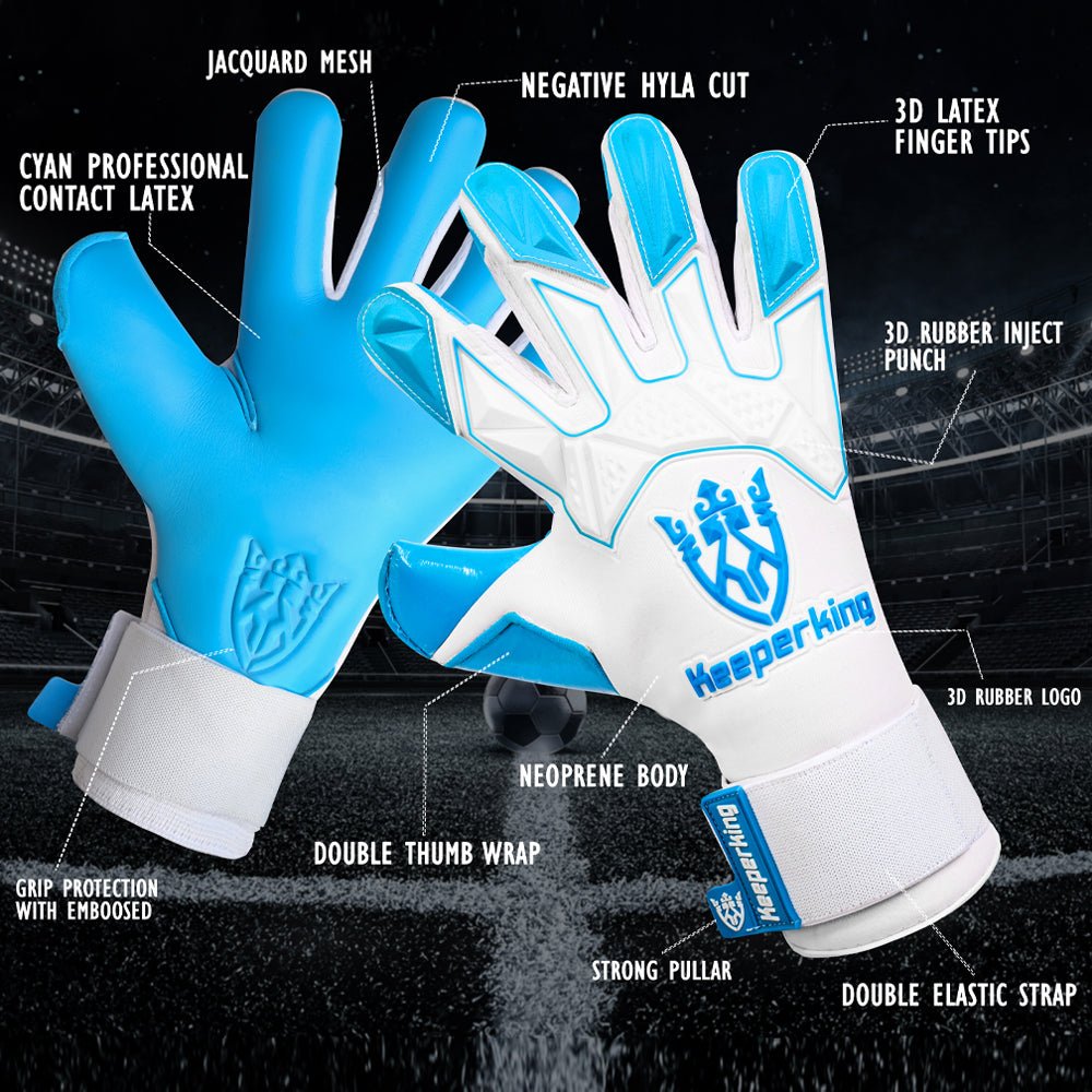 Gladiator Cyan Weiß Negative Cut Erwachsene Torwarthandschuhe - Keeperking