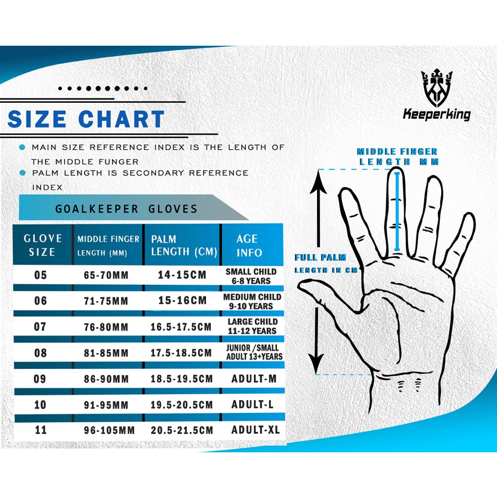 Size Chart Kinder Torwarthandschuhe