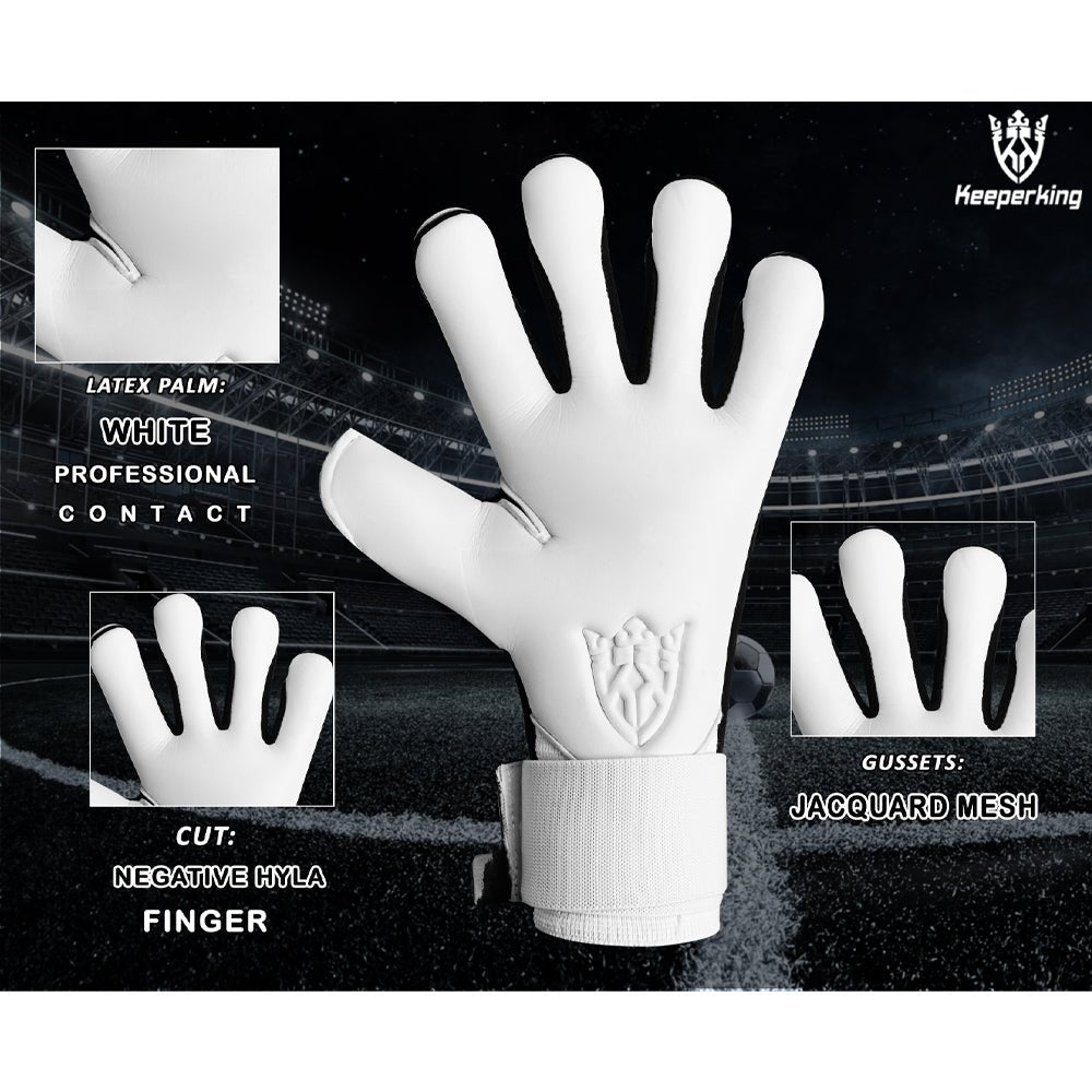 Gladiator Weiß und Schwarz Negative Cut Erwachsene Torwarthandschuhe - Keeperking
