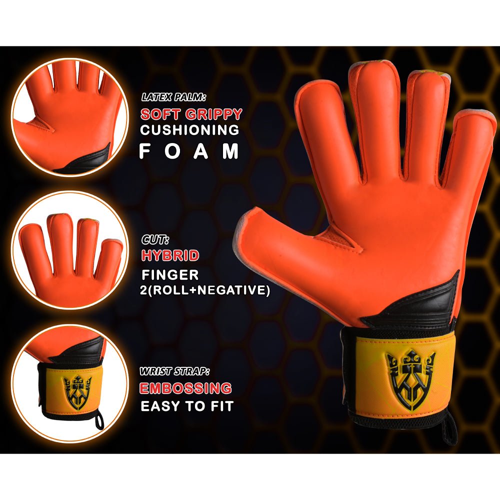 Orange Alpha Kinder Torwarthandschuhe mit Fingersave | KEEPERKING - Keeperking