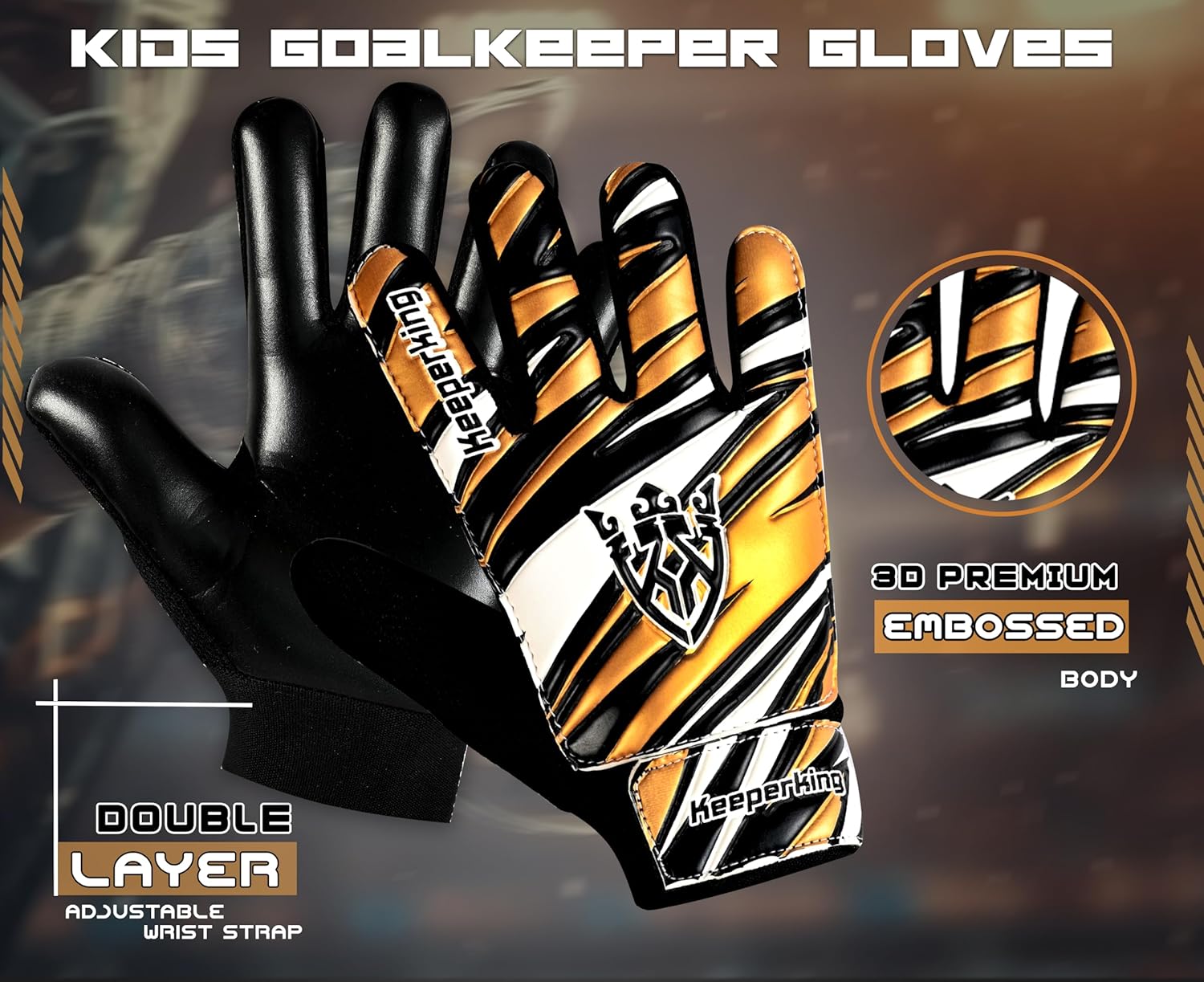 Claw Kinder-Torwarthandschuhe in Gold – Profi Torwart Handschuhe