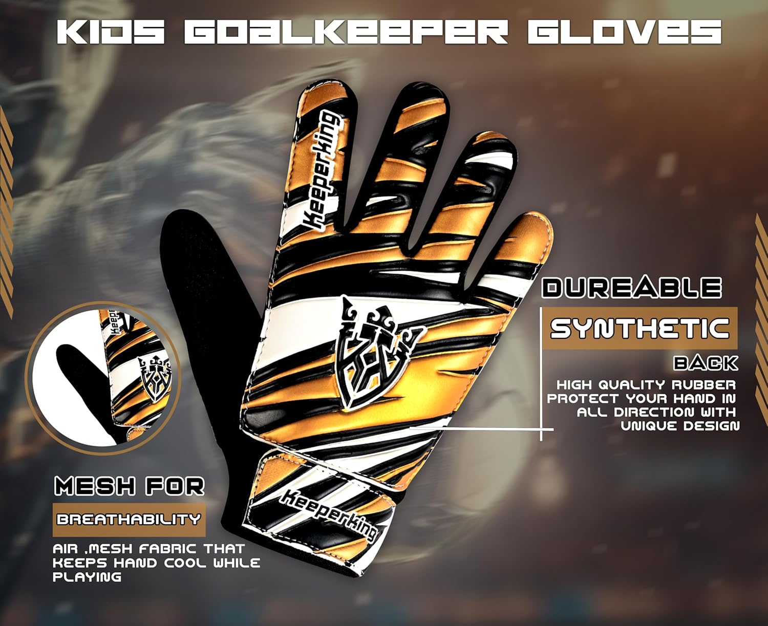 Claw Kinder-Torwarthandschuhe in Gold – Profi Torwart Handschuhe