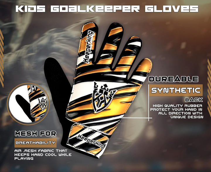 Claw Kinder-Torwarthandschuhe in Gold – Profi Torwart Handschuhe - Keeperking