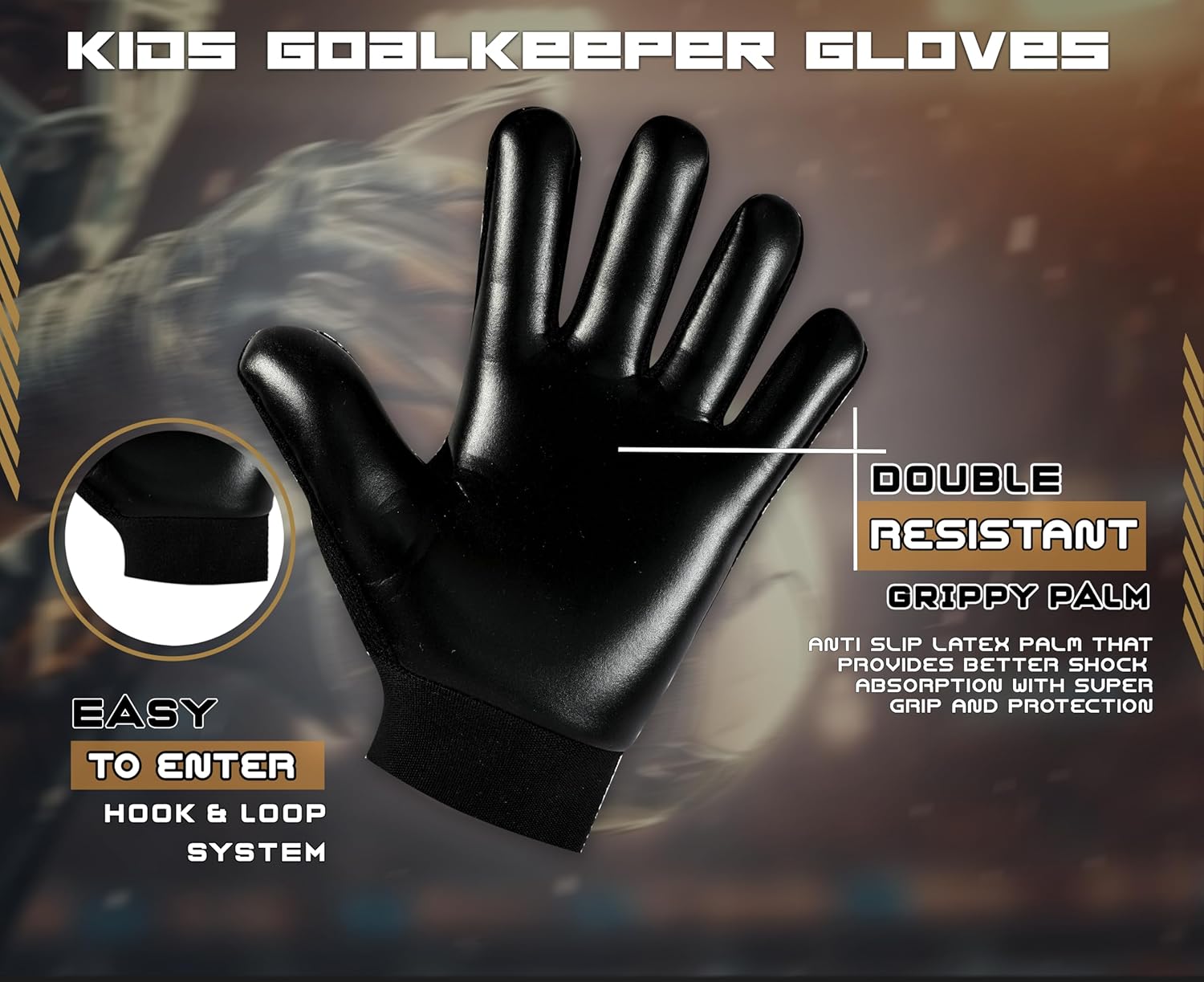 Claw Kinder-Torwarthandschuhe in Gold – Profi Torwart Handschuhe