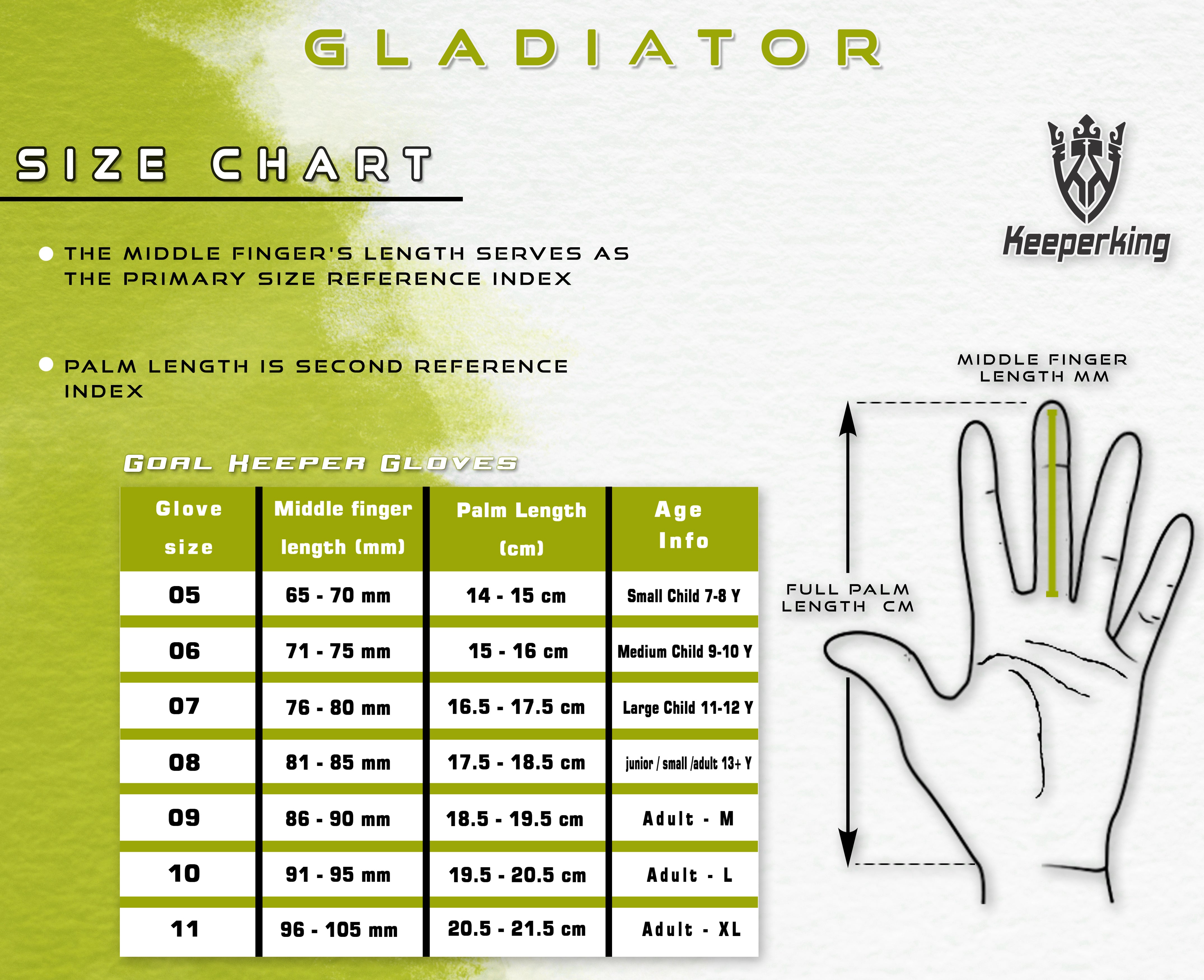 Gladiator Gelb Negative Cut Erwachsene Torwarthandschuhe - Keeperking