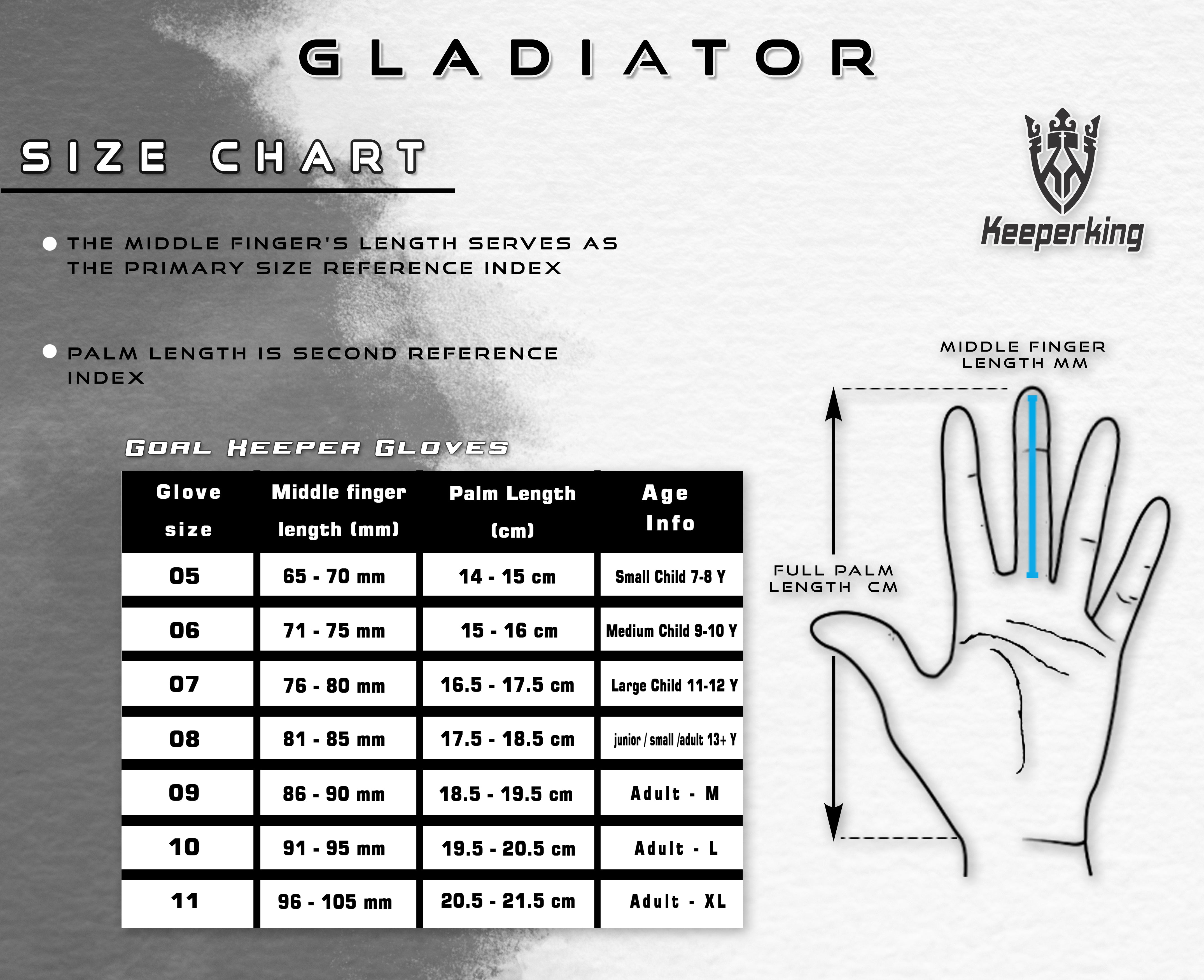 Gladiator Schwarz und Weiß Negative Cut Erwachsene Torwarthandschuhe - Keeperking