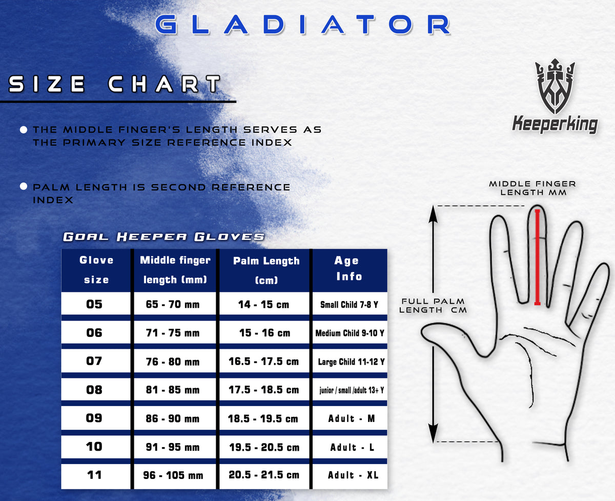 Gladiator Blau Negative Cut Erwachsene Torwarthandschuhe