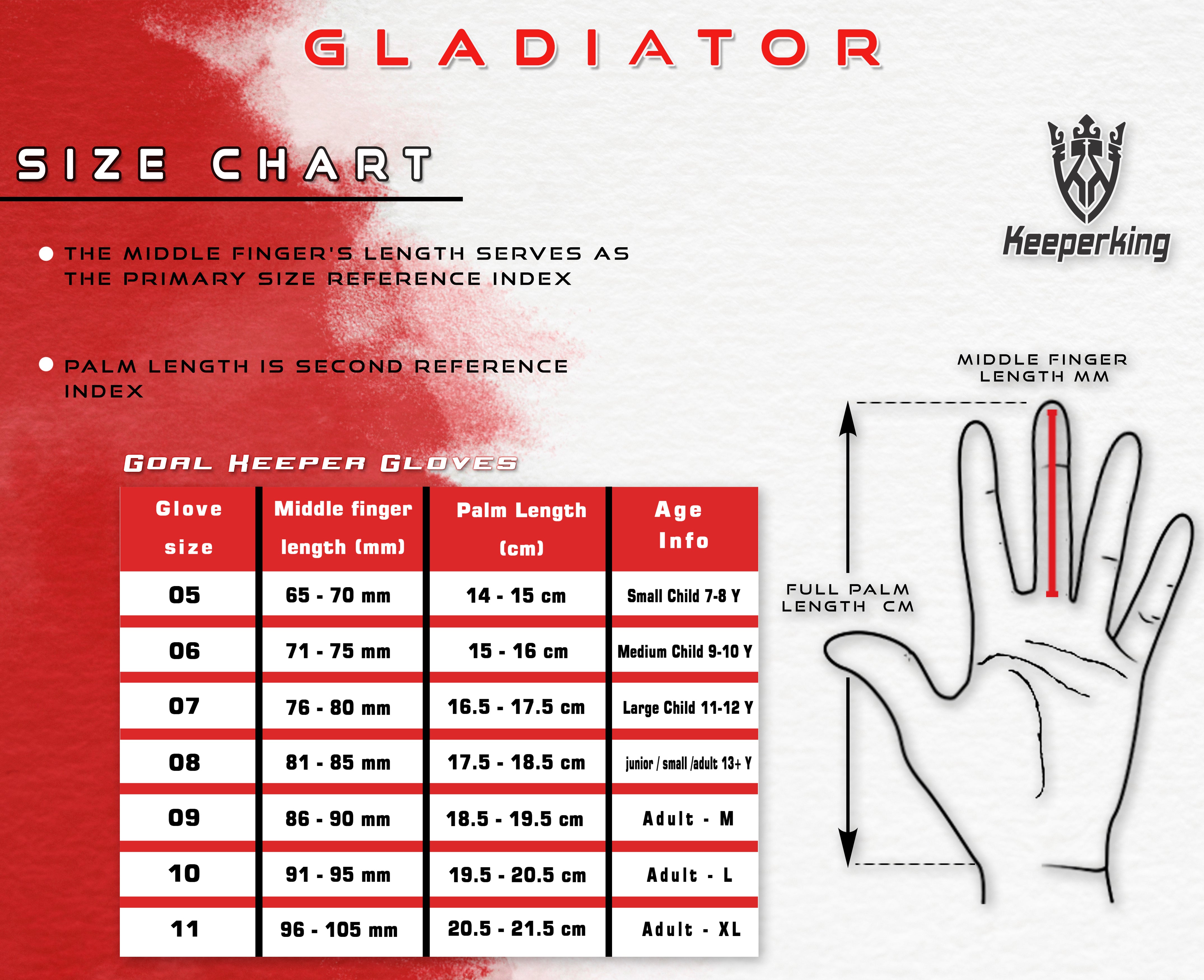 Gladiator Rot Negative Cut Erwachsene Torwarthandschuhe - Keeperking
